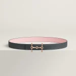 H Equestre belt buckle & Reversible leather strap 24 mm - Image 2